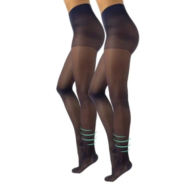 Abbildung von CALZITALY Stützstrumpfhose mit starker Kompression 10 mm/Hg, Feine Kompressionsstrumpfhosen Damen, S, M, L, XL, XXL, 3XL, 4XL, 70 DEN, Made in Italy (3XL, 2 X Blau)