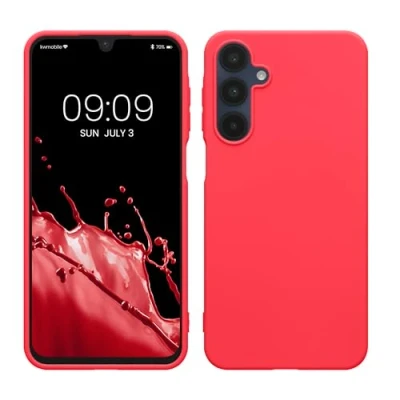 Abbildung von kwmobile Hülle kompatibel mit Samsung Galaxy A16 5G weiches TPU Silikon Case Cover geeignet für kabelloses Laden Neon Pink