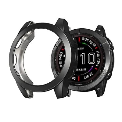 Abbildung von kwmobile Schutzhülle kompatibel mit Garmin Fenix 7X Fitness Tracker Silikon Hülle Gehäuse Abdeckung Cover Schwarz Silber