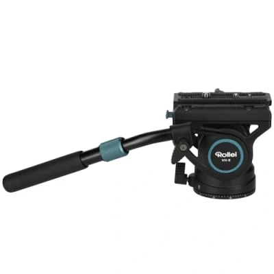 Abbildung von Rollei VH 9 Fluid Videokopf, Videoneiger für Camcorder und DSLR Kameras, Filmaufnahmen, Videografie, Content Creation, Live Streaming Tragkraft 12kg