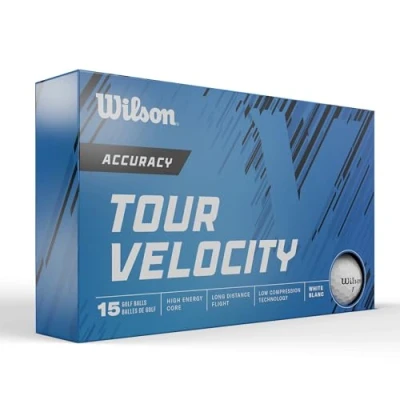Abbildung von Wilson Golfbälle, Tour Velocity Distance, Golfball für lange Schläge, 15 Bälle, Gummi, Weiß