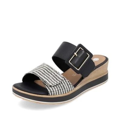 Abbildung von Remonte Damen Keilsandalen D6463, Frauen Sandalen,offene Schuhe,Strandschuhe,Keilsandaletten,Keilabsatz,Wedge Heel,hoch,schwarz Kombi (03),41 EU