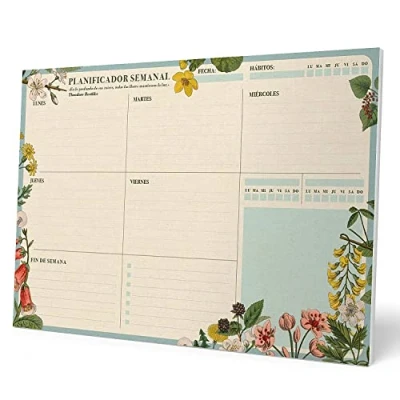 Abbildung von Kokonote Wochenplaner Tischkalender Block A4 Kalender Planer Botanical Tischplaner ohne festes Datum Schreibunterlage auf Spanisch