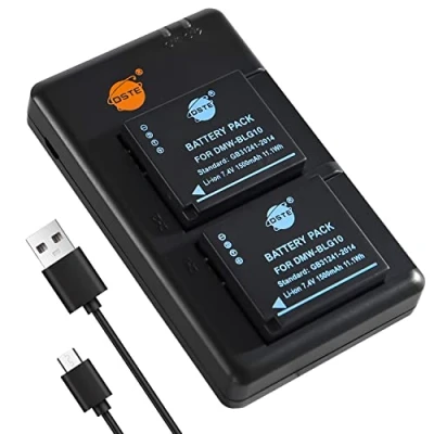 Abbildung von DSTE 2PCS DMW BLG10(1500mAh/7.4V) Batterie Ladegerät Compatible für Lumix DC LX100 II,DMC GF6,DMC GX80,DMC GX85 Kamera as BLE9,DMW BLG10E