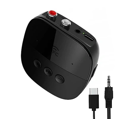 Abbildung von eppfun Bluetooth 5.2 Audio Adapter, Empfänger für Stereoanlage, 3.5mm AUX Klinke &amp; Cinch Receiver Adapter Lautsprecher Verstärker