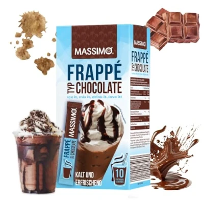 Abbildung von MASSIMO Frappé Chocolate 16 x 250g Vorteilspack (160 Sticks á 25g) Köstliches Instant Getränkepulver mit Kaffee, koffeinhaltig, schnelle Zubereitung