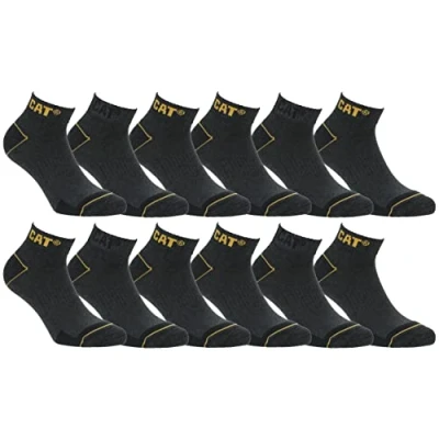 Abbildung von Caterpillar 12 Paar Sneaker Arbeit Socken Knöchelhöhe Fersenzehenverstärkung Fußgewölbestütze Baumwolle (Grau, 43 46)