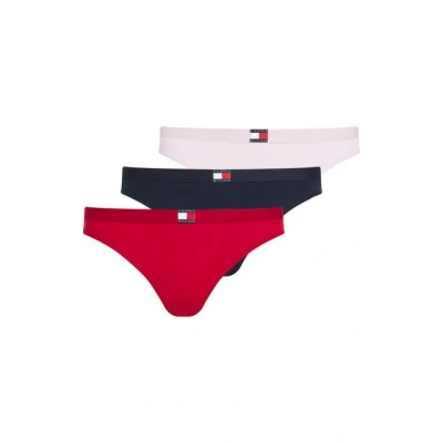 Abbildung von Tommy Hilfiger FLAG Thong 3 PACK String, Damen, Größe: 40 42, Primary red/pink/navy
