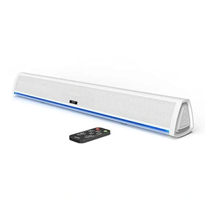 Abbildung von Audible Fidelity Soundbar für TV Geräte mit Bluetooth, Lautsprecher TV, PC, Gaming RGB LED Display, Air Tube &amp; 2.0 Kanal Verstärker, Fernbedienung (Weiß)