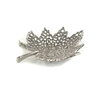 Abbildung von DESIGN DELIGHTS Dekoschale BLATT SCHALE &quot;LEAF&quot;, 2 Größen, Metall, silber, Muster: k