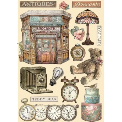 Abbildung von Stamperia Coloured Wooden Shapes for Scrapbooking, Albums, Card Making, Bullet Journals and More, Laser Cut, Printed Enhanced Detail, Perfect Crafts Gifting (Brocante Antiques) (A5)