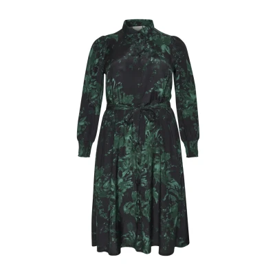 Abbildung von Kaffe Curve Blusenkleid, Damen, Größe: 48, Black green painted flower