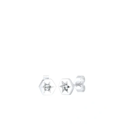 Abbildung von Elli Ohrringe Damen Stern Hexagon mit Kristall in 925 Sterling Silber