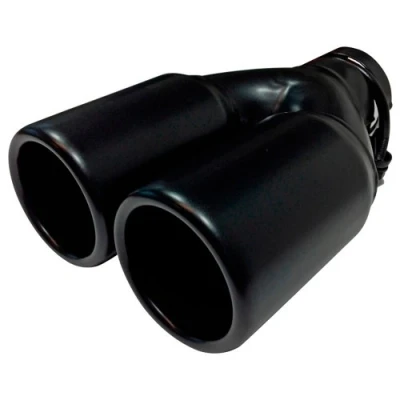 Abbildung von AUTO STYLE Endrohr Stahl/Schwarz 2x rund 76mm Länge 220mm 45 60mm Anschluß