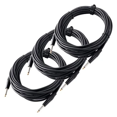 Abbildung von 3er Set Pronomic Stage INST 10 Instrumentenkabel 10m (6,3 mm Klinke, Verbindungskabel, Gitarre, vergoldete Steckerspitzen, Spannzangen Zugentlastung) schwarz