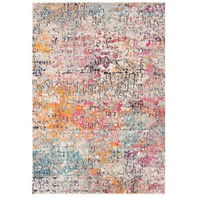 Abbildung von SAFAVIEH Zeitgenössische Teppich für Wohnzimmer, Esszimmer, Schlafzimmer Madison Collection, Kurzer Flor, Grau und Rosa, 61 X 91 cm