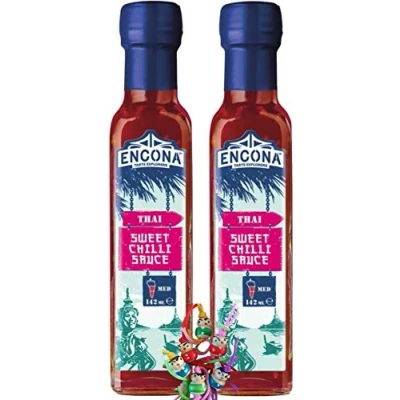 Abbildung von yoaxia ® 2er Pack [ 2x 142ml /165g ] ENCONA Thai Sweet Chilli Sauce/Süße Chili Sauce + ein kleiner Glücksanhänger gratis