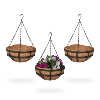 Abbildung von relaxdays Blumenampel 3er Set mit Kokoseinlage