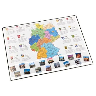 Abbildung von Läufer 45348 Landkarten Schreibtischunterlage Deutschland, rutschfeste Schreibunterlage mit Deutschlandkarte, 40x53 cm, transparenter Seitentasche