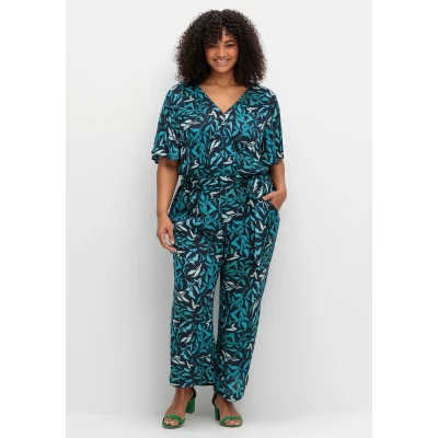 Abbildung von Sheego Overall Jumpsuit, Damen, Größe: 48, Tiefblau gemustert