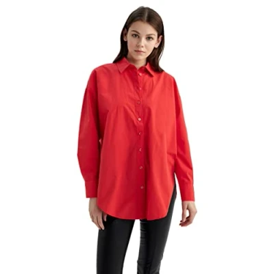 Abbildung von DeFacto Damen T5494AZ Tunic Shirt, RED, XS