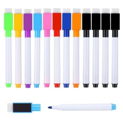 Abbildung von Yolistar 12 Stück Whiteboard Stifte,Magnetische Stifte,3 in 1 Board Marker mit Radierer,whiteboard marker,folienstift abwischbar und Dry Wipe Markers,für Büro,Schule,Zuhause usw