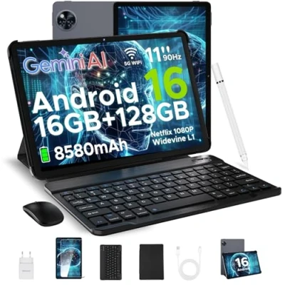 Abbildung von DOOGEE U11 Android 16 AI Tablet 11 Zoll, 16GB+128GB (2TB TF) Gaming Tablets, T7200 Octa Core, 8580mAh, Gemini AI, WiFi 5, 90Hz Display, 13MP+5MP,Tablet mit Tastatur, Maus, Stift,Hülle und Schutzfolie