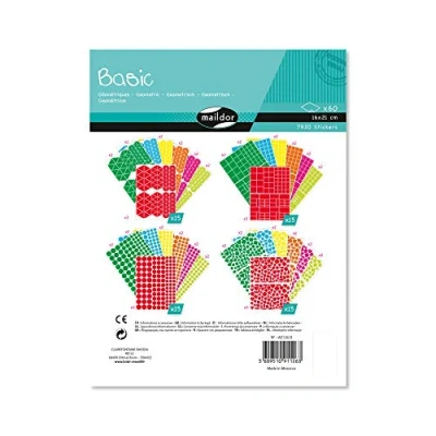 Abbildung von Maildor AE126O Packung (mit 7920 Stickers, 60 Bögen in Format DIN A5, 14,8 x 21cm, ideal für Kinder ab 2 Jahren, geometrische Formen) 1 Pack bunt