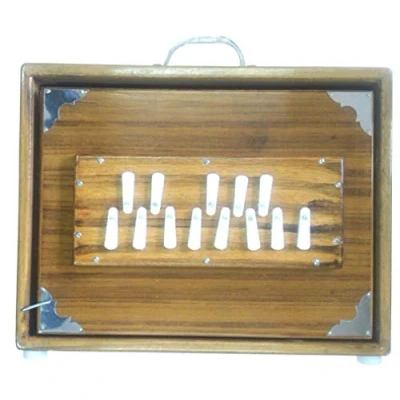 Abbildung von Shrutibox „Calcutta“ PREMIUM SMALL Size, langer Klang Atem, C 13 Stops, 440Hz, Teak Holz, Yoga, Mantra, Shruti Box