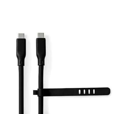 Abbildung von Nedis USB Kabel 3.2 Gen 1 C™ Stecker 60 W 8K@30Hz 5 Gbps Vernickelt 1.50 m Rund Silikon Schwarz Box