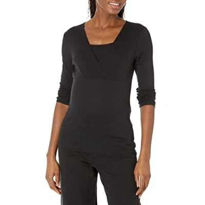 Abbildung von Amazon Essentials Damen Mutterschafts Stilltop mit V Ausschnitt, Schwarz, XL