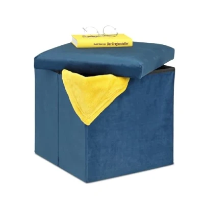 Abbildung von relaxdays Stauraumhocker Sitzhocker mit Stauraum, Blau