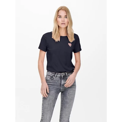Abbildung von ONLY HERZ Tshirt print, Damen, Größe: XS, Night sky