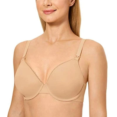 Abbildung von Gratlin Damen Still BH mit Bügel Gepolstert Schwangerschafts BHS Stütz Umstands Komfort Vollschalen Cups Taupe Tan 85F