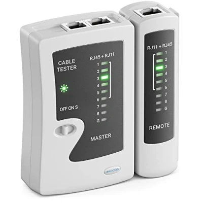 Abbildung von deleyCON Netzwerk Kabeltester RJ11 RJ12 RJ45 ISDN LAN Netzwerkkabel Adapter