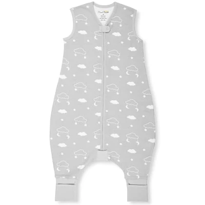 Abbildung von Baby Schlafsack mit Füße 1.0 TOG, Ganzjahres Schlafsack, Bio Baumwolle Schlafsäcke ohne Ärmeln Babyschlafsack Beinen für Säugling Kinder Junge Mädchen, 1er Pack, 80cm (Baby Höhe 90 100cm)