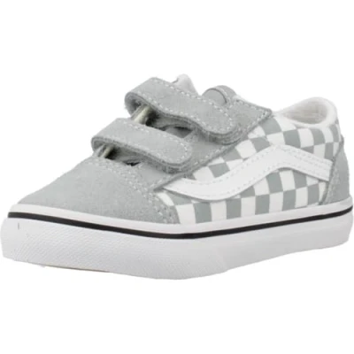Abbildung von Vans Kids Old Skool™ V (Toddler) Unisex Kinder Sneaker, Color Theory Schachbrett, reines Grau, 12.7 cm