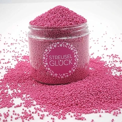 Abbildung von Streusel Glück Just Pure rosa 180g Nonpareilles Zuckerperlen Zuckestreusel Kindergeburtstag Weihnachten Tortendeko Cupcakes Muffins Christmas Kuchenstreusel Plätzchen Torte