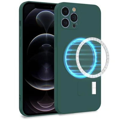 Abbildung von MyGadget Hülle für Apple iPhone 12 Pro [ kompatibel mit MagSafe ] Zweilagige Handyhülle Kameraschutz Cover Innenfutter &amp; Silikon außen Olive Grün
