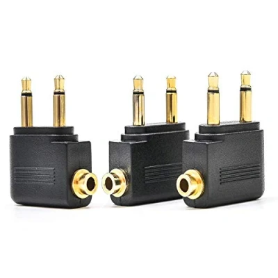 Abbildung von GeekerChip Flugzeug Adapter[3 Stücke], Airline Adapter Flugzeugadapter 3,5 mm Stereo Buchse Audio für Kopfhörer
