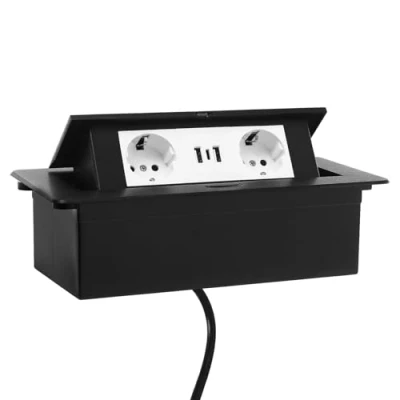 Abbildung von Versenkbare Steckdose Mit USB&amp;Typ C,1,8m Kabel,Versenkbare Einbausteckdose,Versteckte Steckdose, Mehrfachsteckdose FüR KüChe Und BüRo (schwarz)