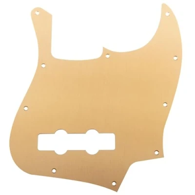 Abbildung von Musiclily Ultra 10 Löcher Anodized Aluminium J Bass Pickguard Schlagbrett für Fender American Standard Jazz Bass, Gold