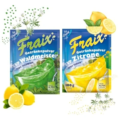 Abbildung von FRAIX Getränkpulver Waldmeister + Zitrone (50er KOMBIPACK) (je 25 x 100g) fruchtig &amp; erfrischend mit Vitamin C