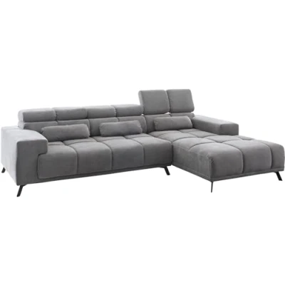 Abbildung von DELIFE Ecksofa Ordino, Mikrofaser Grau 285x200 Ottomane rechts Relaxfunktion