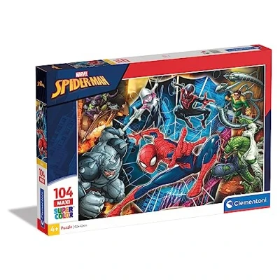 Abbildung von Clementoni 23716 Maxi Spiderman Puzzle 104 Teile ab 4 Jahren, farbenfrohes Kinderpuzzle mit extra großen Puzzleteilen, Geschicklichkeitsspiel für Kinder