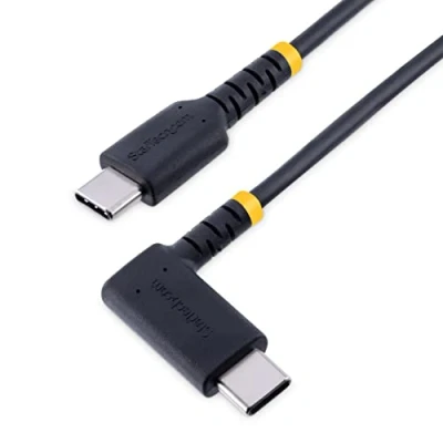 Abbildung von StarTech.com 15 cm USB C Ladekabel Mit Winkelstecker und 60W PD 3A Robustes Schnellladekabel Aramidfaser Auf Kabel 2.0 Typ Für Handy, Tablet (R2CCR 15C CABLE)