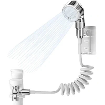 Abbildung von Maxentico Duschkopf Set für Waschbecken, Bidet Handbrause mit 2m Schlauch, Waschbeckenbrause zum Haarewaschen, Waschbeckendusche, Wasserhahn Verlängerung Duschkopfhalter und Wasserhahnspender