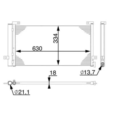 Abbildung von MAHLE ORIGINAL AC 74 000S Klimakondensator mit Trockner 21 630