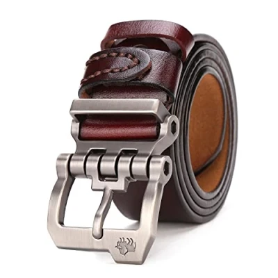 Abbildung von BISON Denim Gürtel Herren,Ledergürtel Jeansgürtel Business Metall Retro für Herren Kleidung 38mm Breit mit Geschenkbox N71223 1CM 130