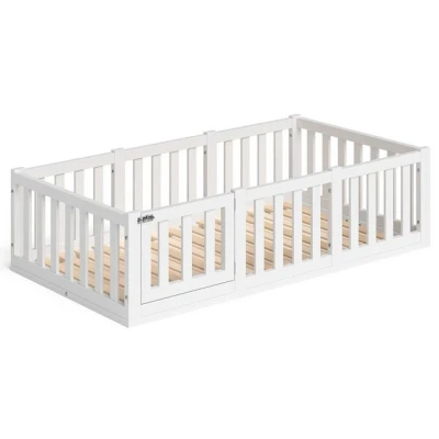 Abbildung von Bellabino Kinderbett Tapi (Bodenbett mit Rausfallschutz und Lattenrost, weitere Größen 70x140, 90x200, 120x200, 140x200 cm), weiß Kiefer 80x160 Tür